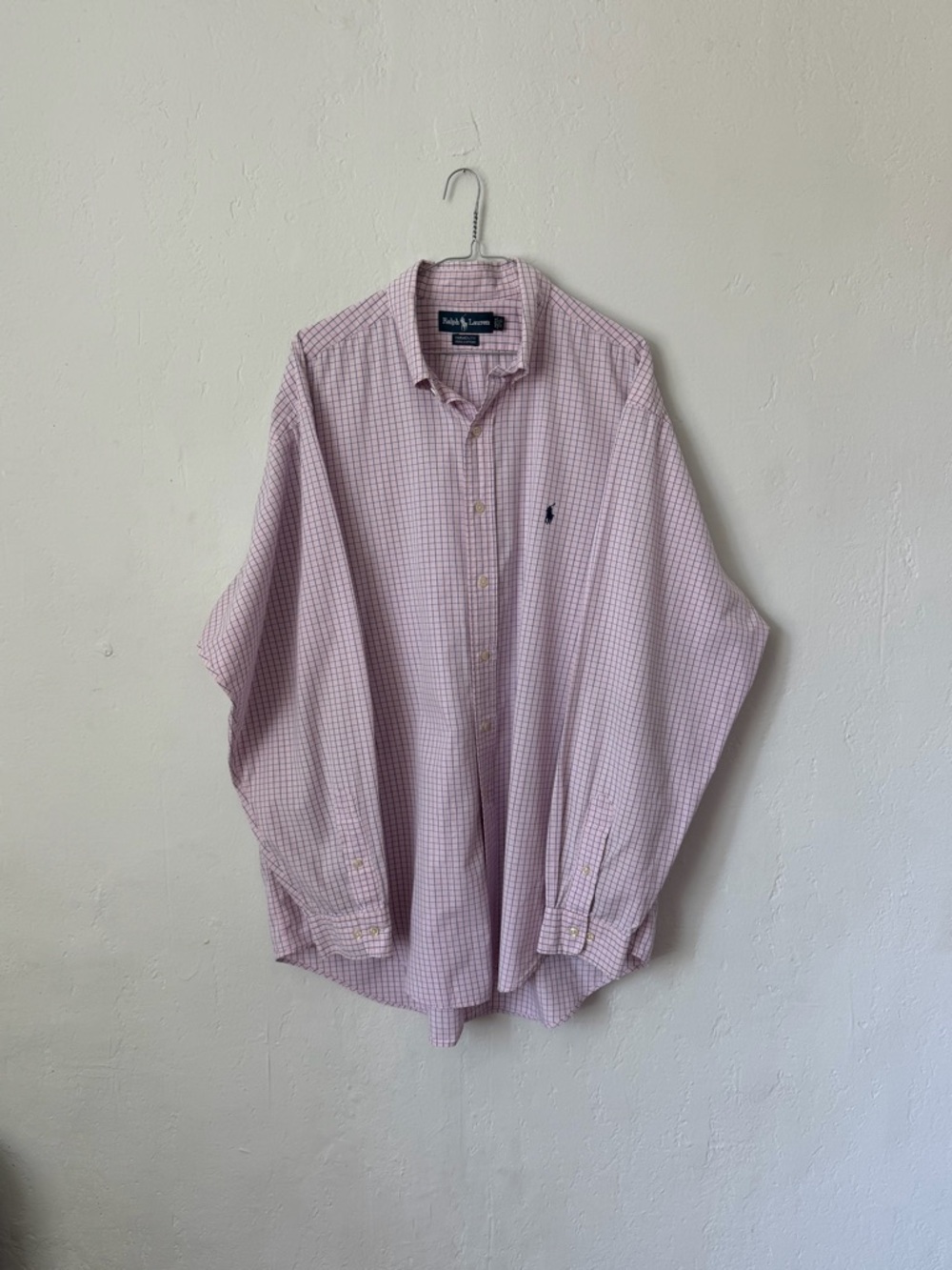 Vintage Ralph Lauren Yarmouth Pink w/ Blue Check Oxford 17.5 36/37